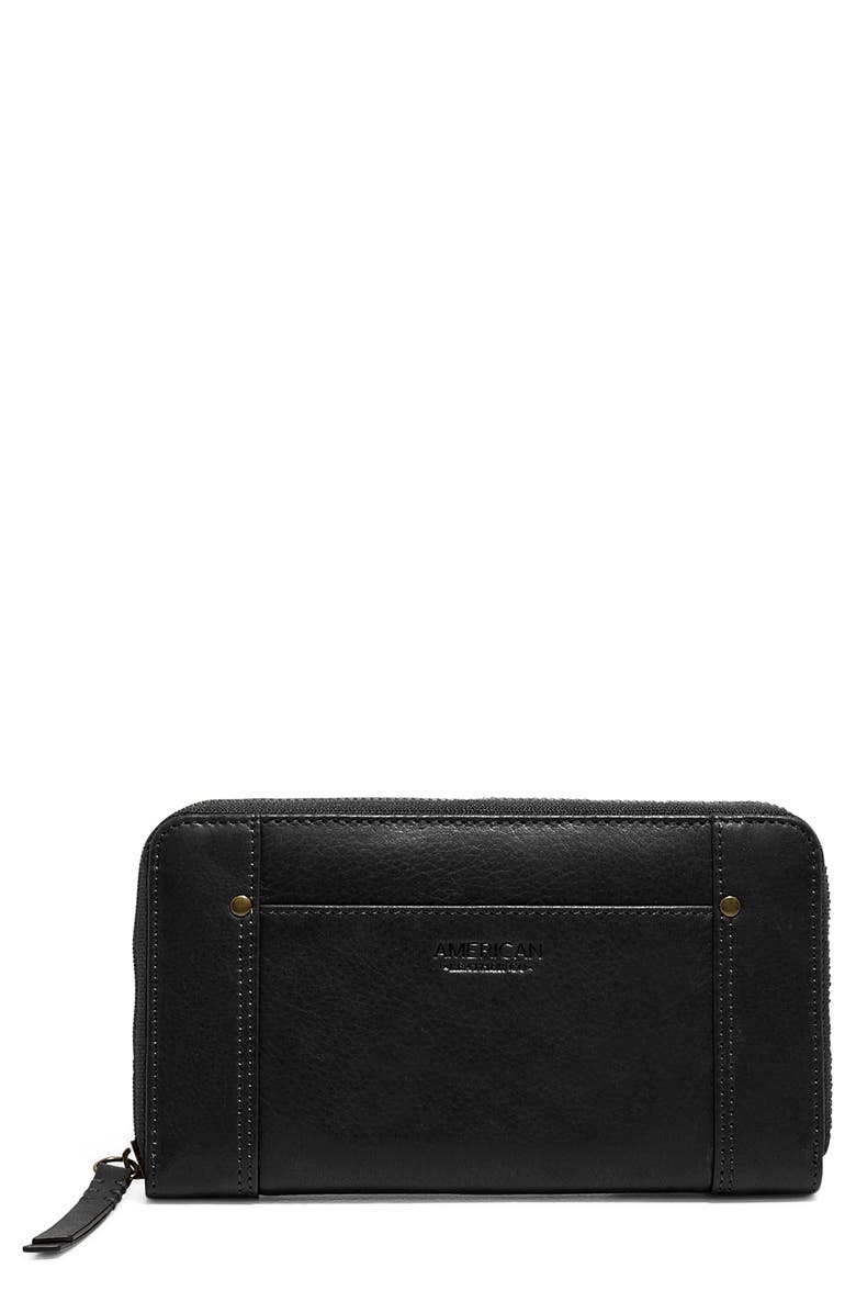 AMERICAN LEATHER CO. Austin Continental Leather Wallet, Main, color, Black Smooth