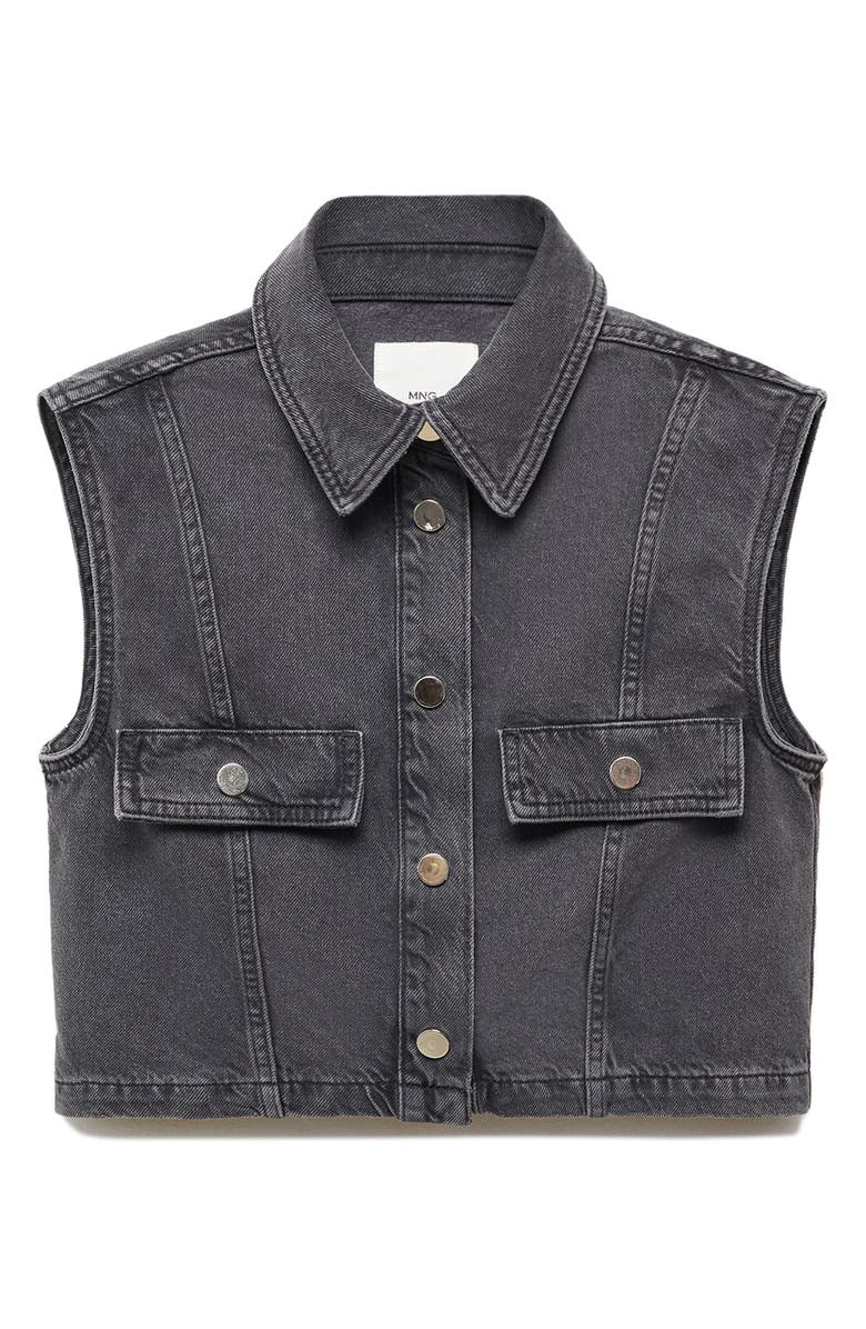 MANGO Denim Crop Vest, Alternate, color, Open Grey