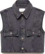 MANGO Denim Crop Vest