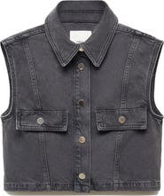 MANGO Denim Crop Vest