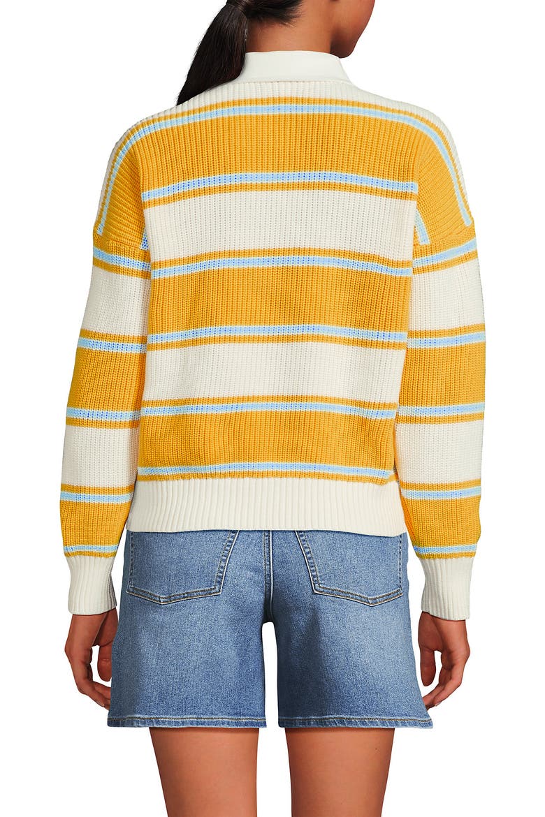 Drifter Rugby with Woven Collar Sweater, Alternate, color, Sunkissed Yellow Stripes