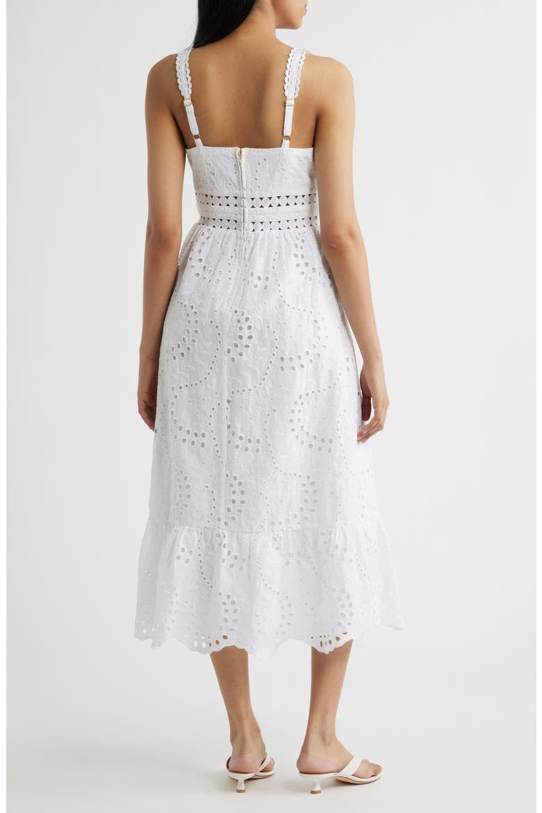 Tiah Eyelet Midi Dress, Alternate, color, RESORT WHITE