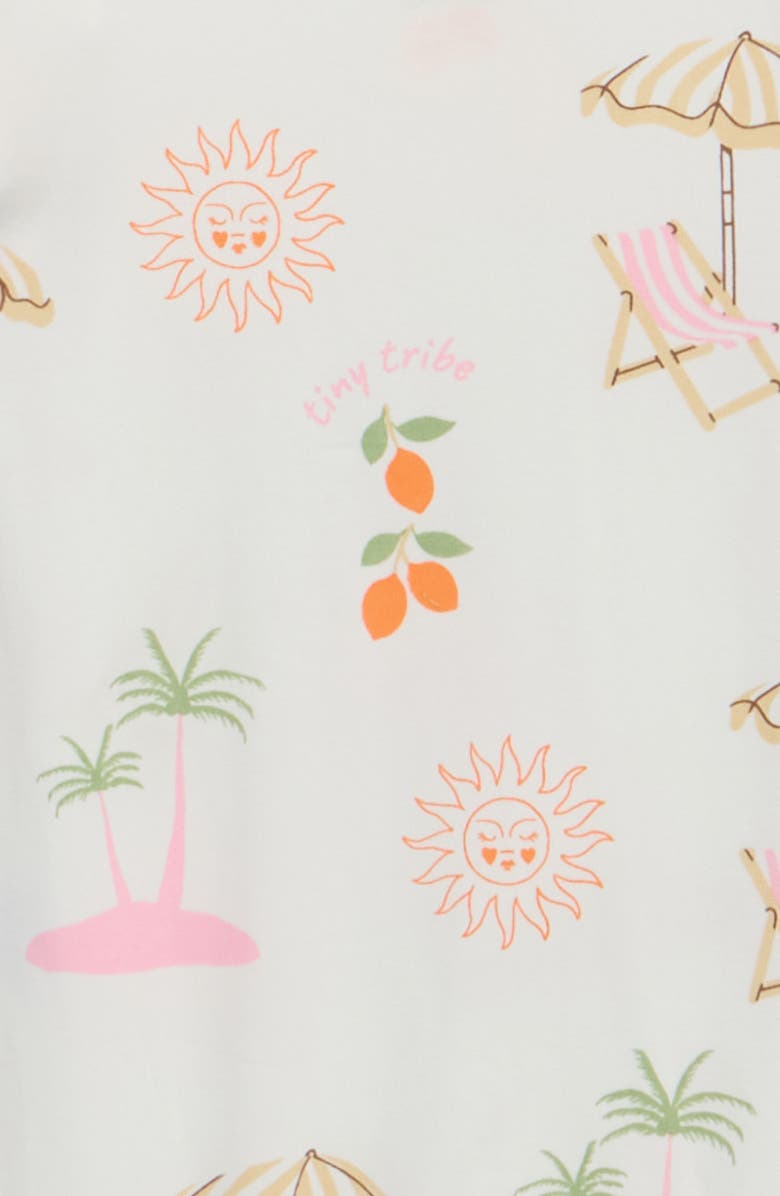 TINY TRIBE Kids' Summer Paradise Ruffle Cotton Blend Romper, Alternate, color, Cream