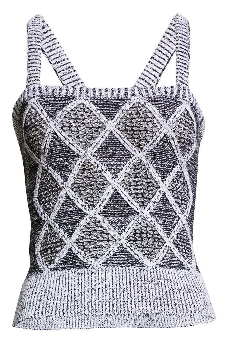 Diamond Pointelle Halter Sweater (Nordstrom Exclusive), Alternate, color, BLACK / WHITE
