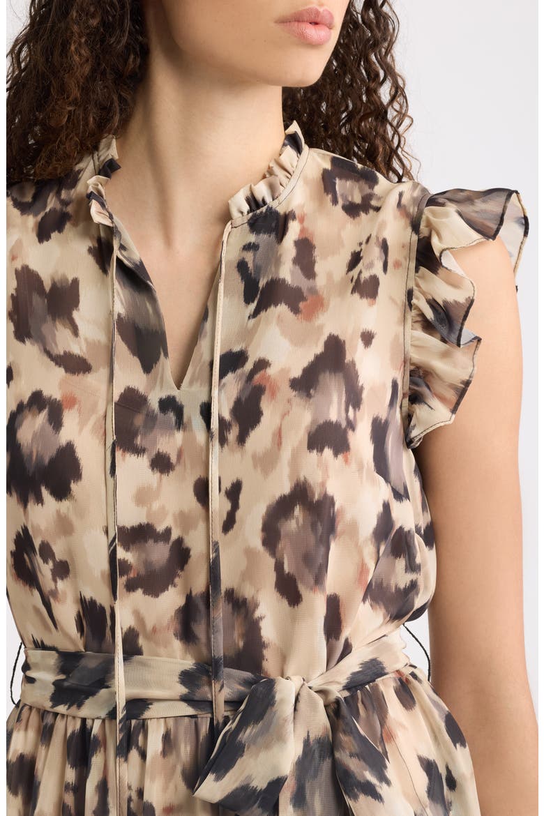 Abstract Animal Print Midi Dress, Alternate, color, TAN BLACK