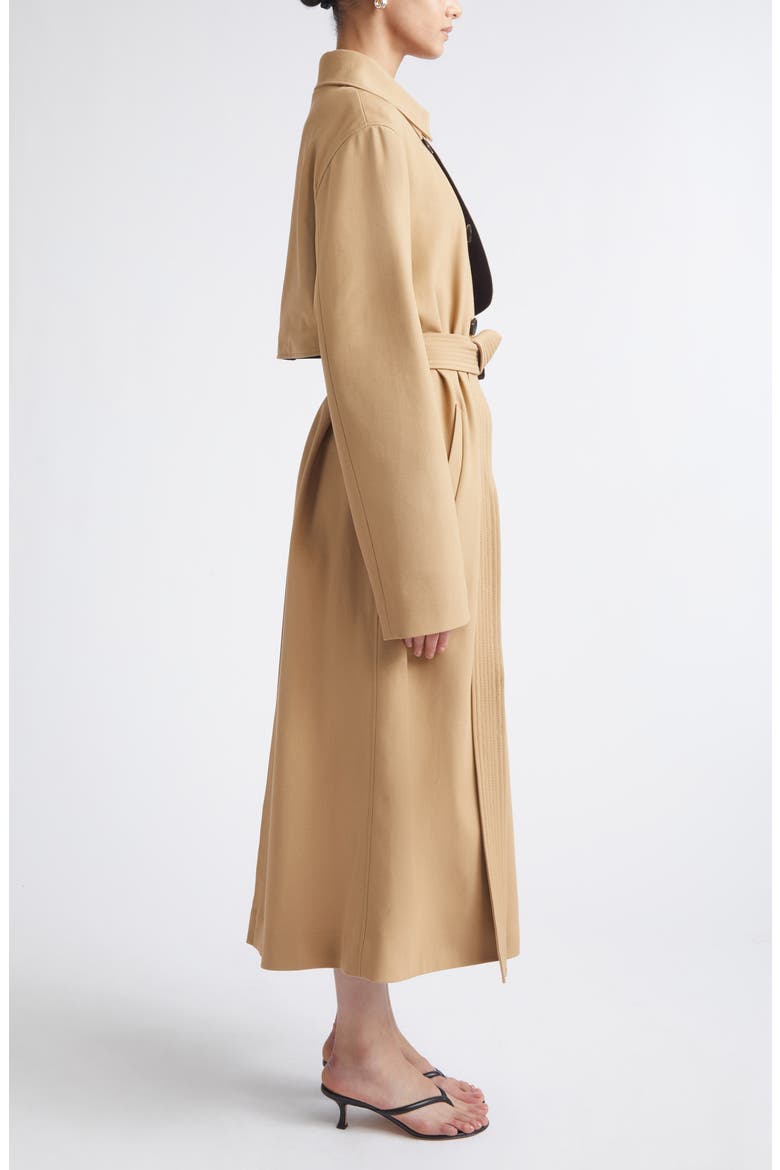 Double Face Organic Cotton Twill Trench Coat, Alternate, color, HONEY