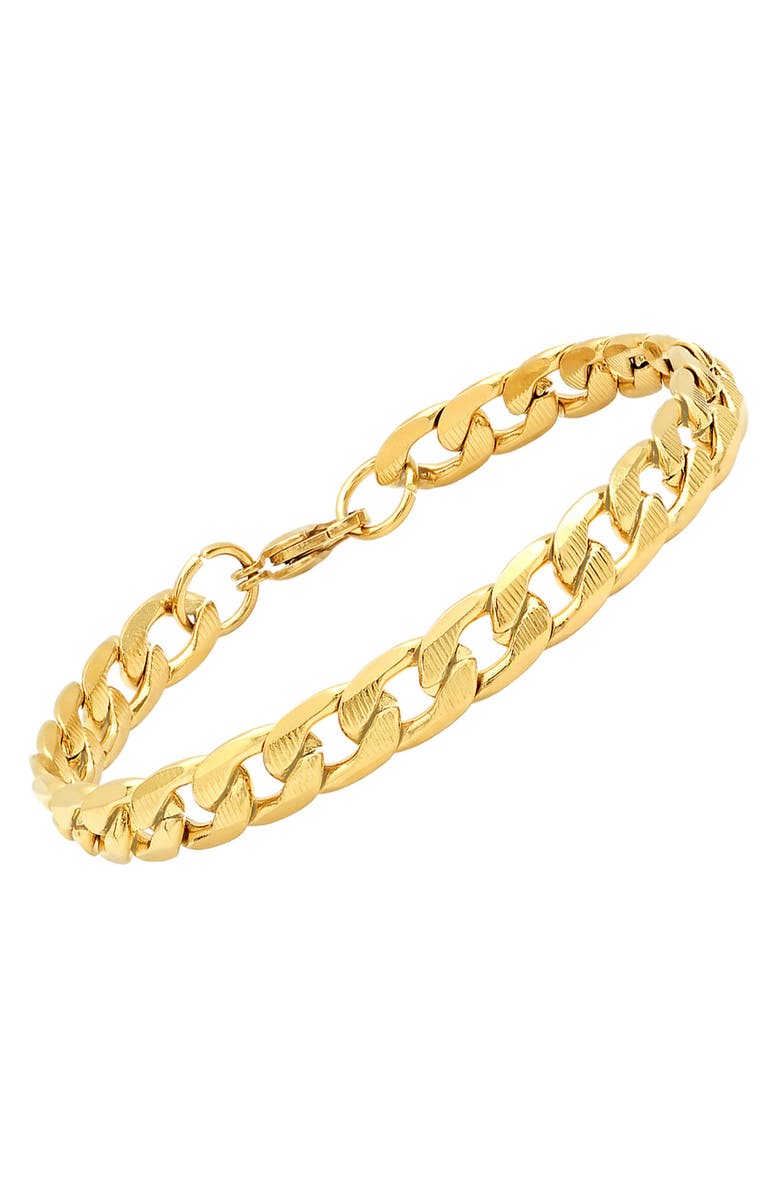 HMY JEWELRY 18k Gold Plated Curb Link Bracelet, Alternate, color,