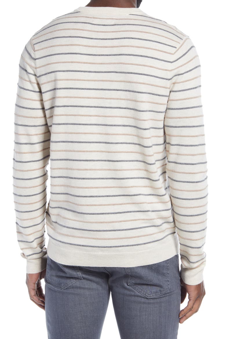 Stripe Crewneck Sweater, Alternate, color, BEIGE BURNT STRIPE