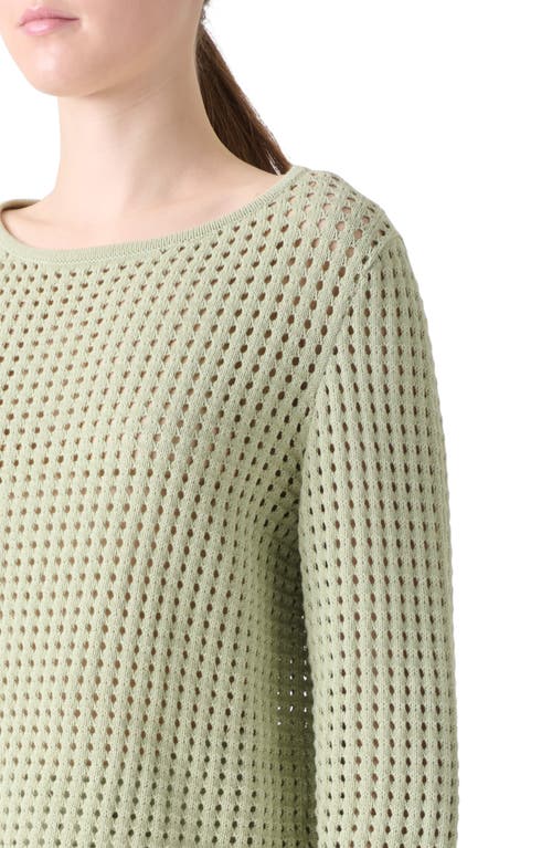 Akris Punto Boat-neck Chunky Cotton Mesh Knit Sweater In Green