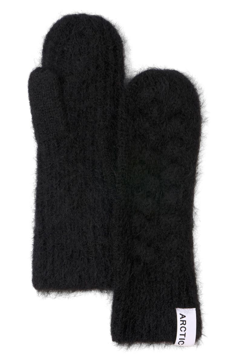 Arctic Fox & Co The Mohair & Merino Wool Blend Mittens, Main, color, Ebony Black
