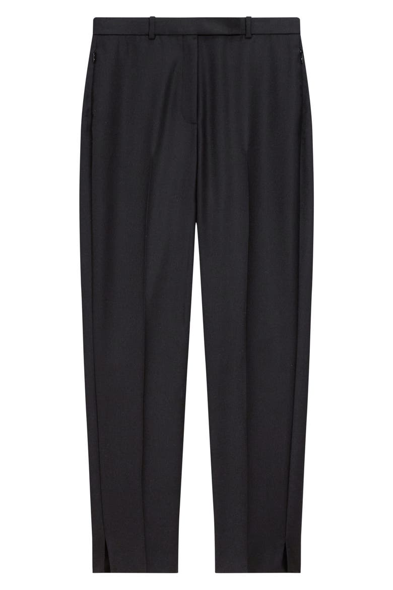 Sleek Flannel High Waist Taper Pants, Alternate, color, BLACK