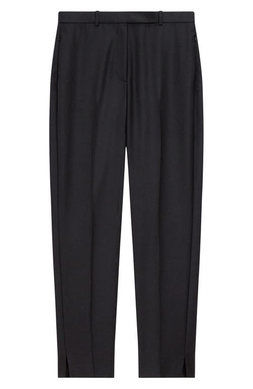 Theory High Waist Taper Leg Virgin Wool Pants In Black