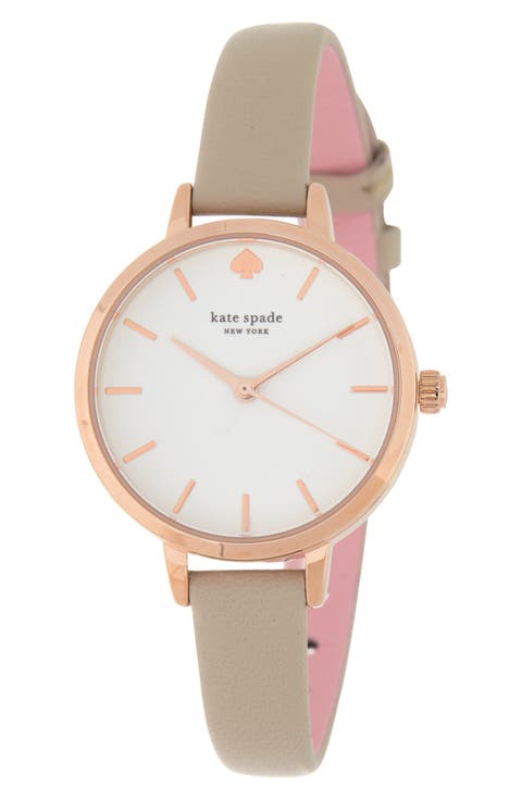 women's metro leather strap watch, 30mm
