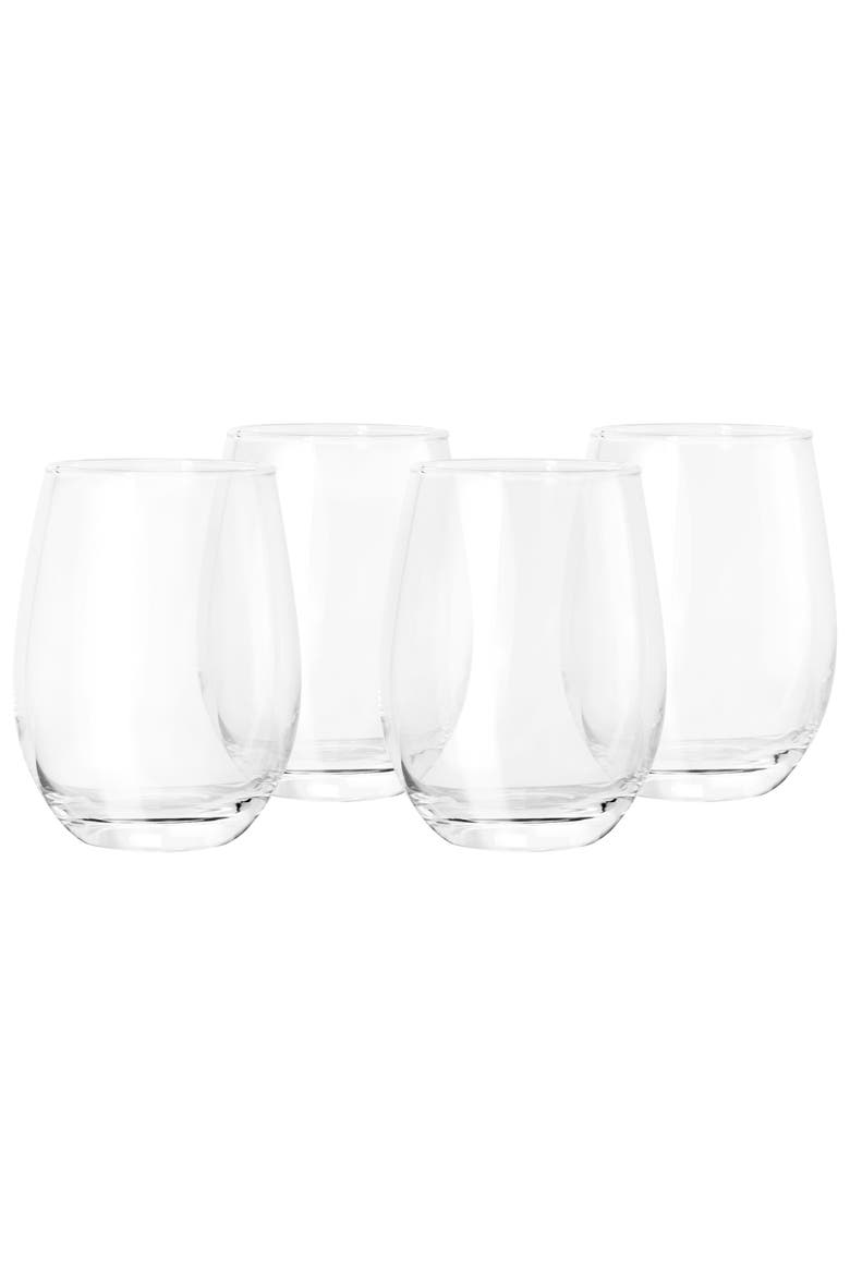 Belinni 4 Piece 18oz Classic Stemless Wine Glass Set, Main, color, Clear