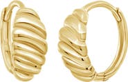 Bony Levy 14K Gold Textured Oval Huggie Hoop Earrings