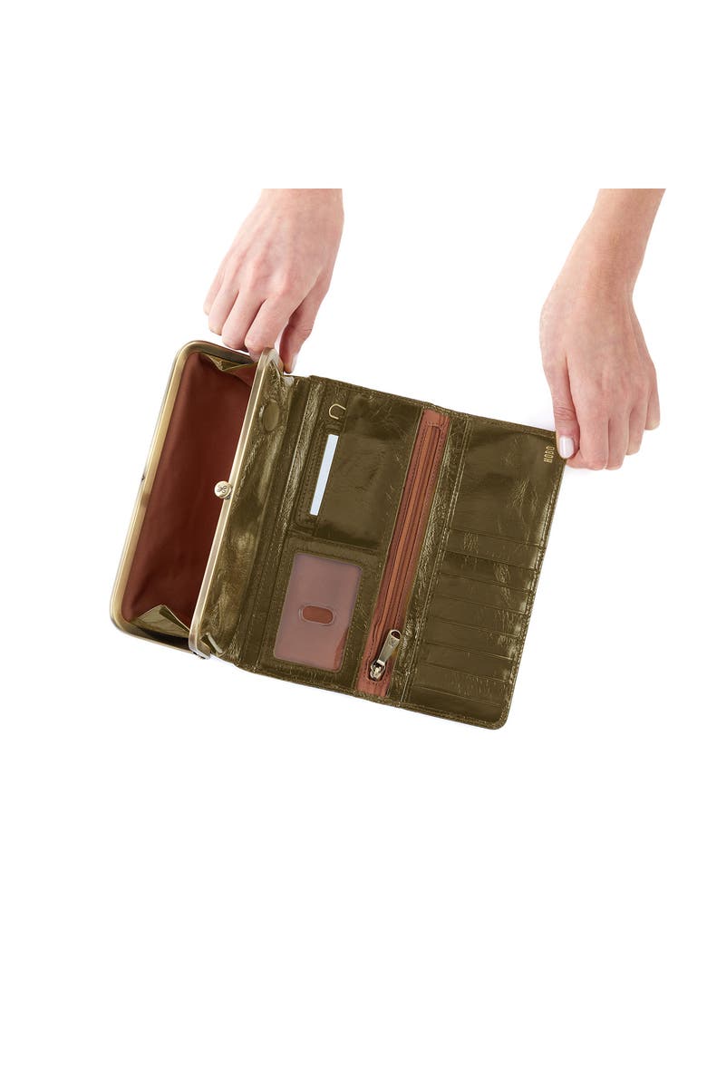 HOBO Rachel Leather Frame Wallet, Alternate, color, Olive Veil