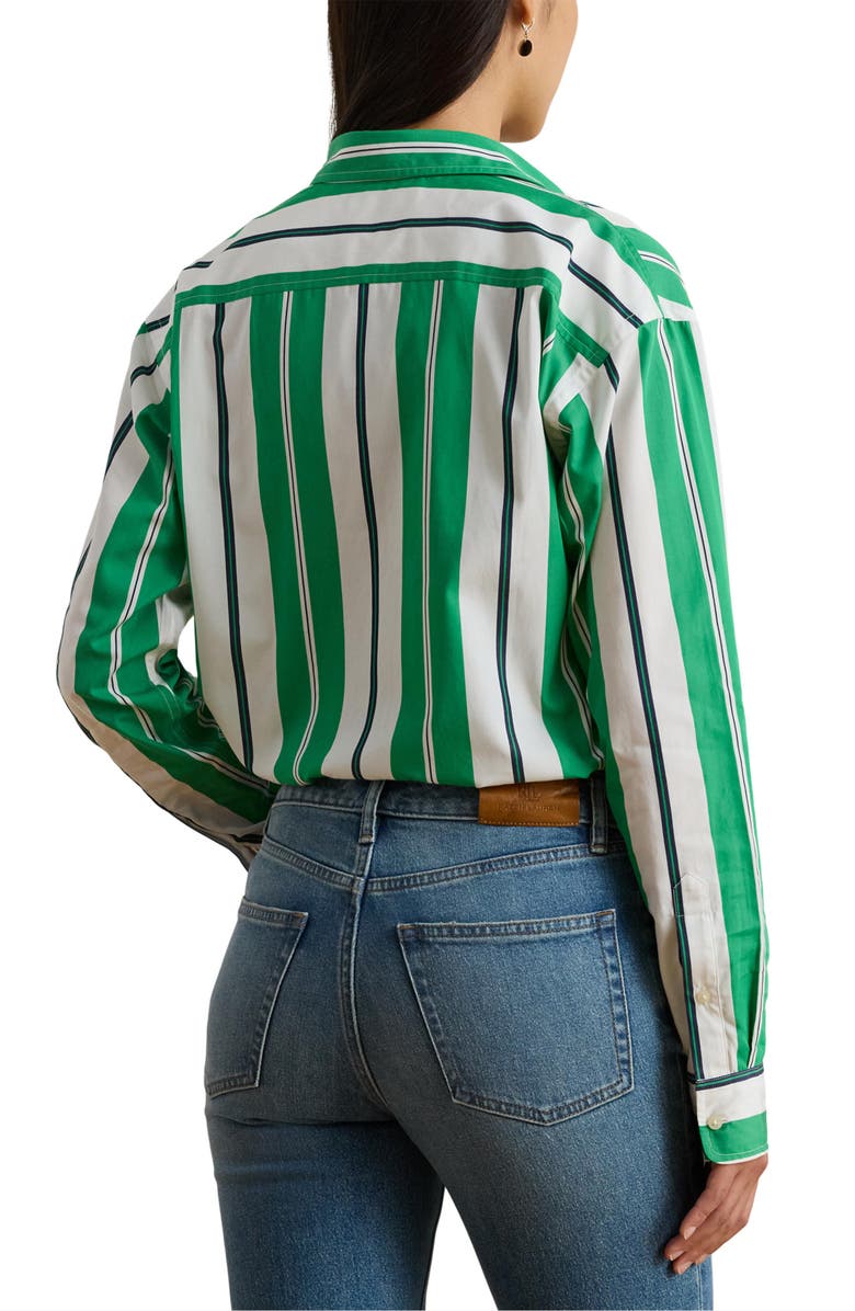 Lauren Ralph Lauren Kotta Stripe Yarn Dyed Broadcloth Button-Up Shirt, Alternate, color, Green
