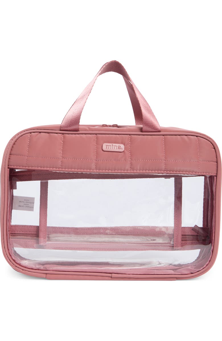MYTAGALONGS Box Quilted Clear Toiletry Case, Main, color, Desert Rose