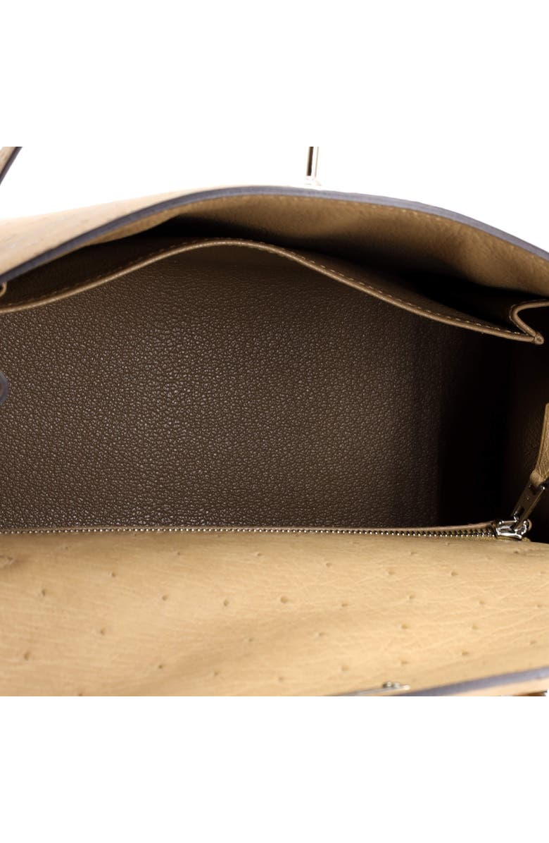 Pre-Owned Hermes Kelly Handbag Brown Ostrich with Palladium Hardware 25, Alternate, color,