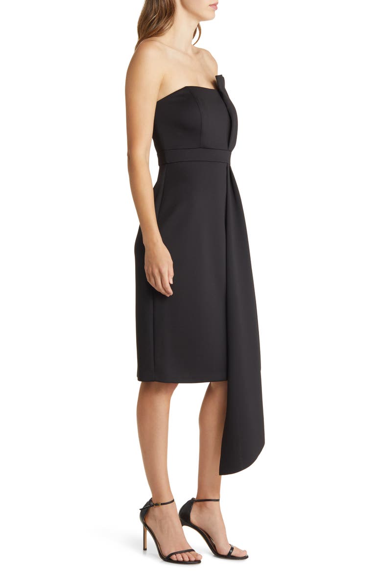 Strapless Scuba Crepe Cocktail Dress, Alternate, color, BLACK