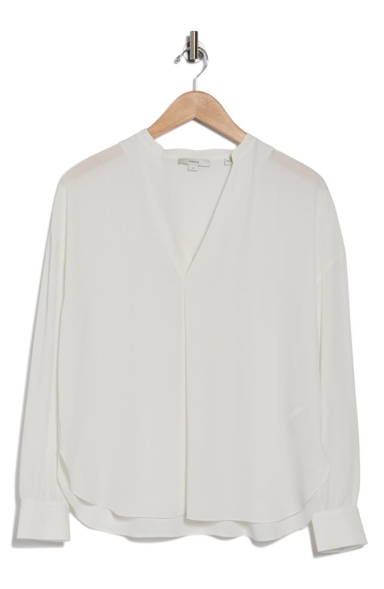 Vince Pleat Front Long Sleeve Blouse, Alternate, color, 