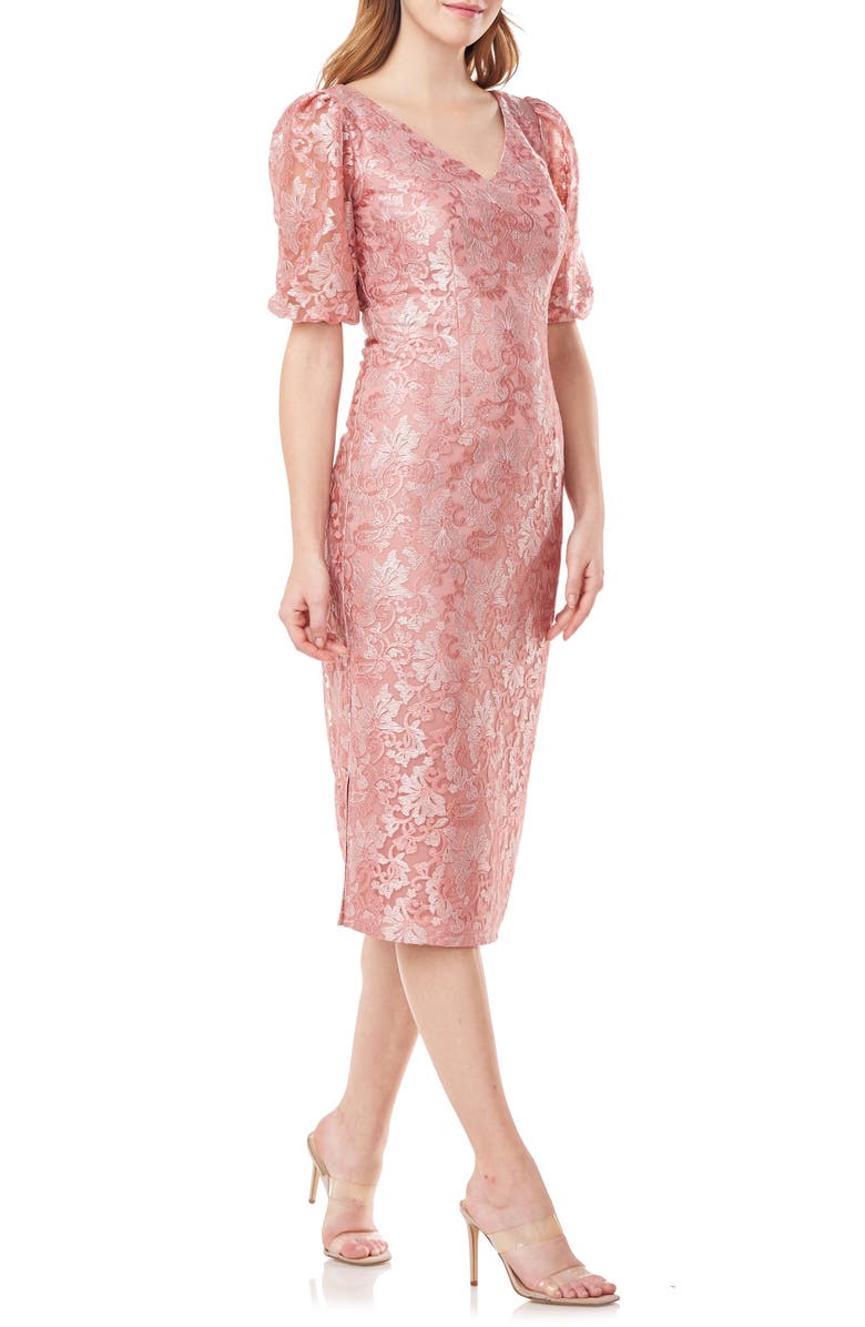 JS Collections Lia Puff Sleeve Cocktail Dress, Alternate, color, Rose Cloud