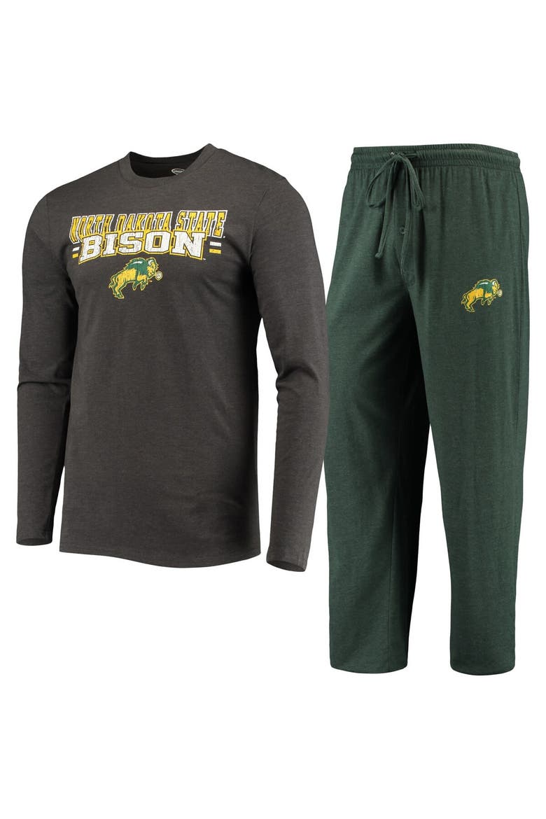 Men's Concepts Sport Green/Heathered Charcoal NDSU Bison Meter Long Sleeve T-Shirt & Pants Sleep Set, Alternate, color, Green
