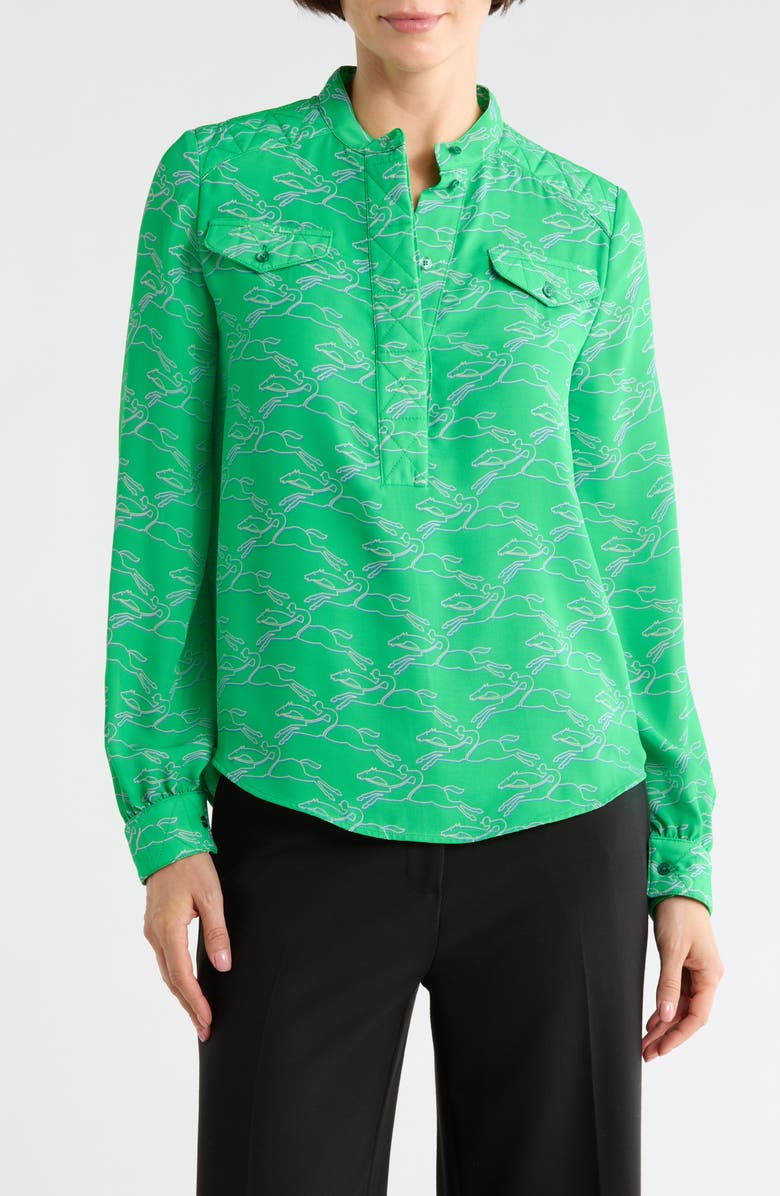 Longchamp Logo Print Long Sleeve Top, Main, color, 