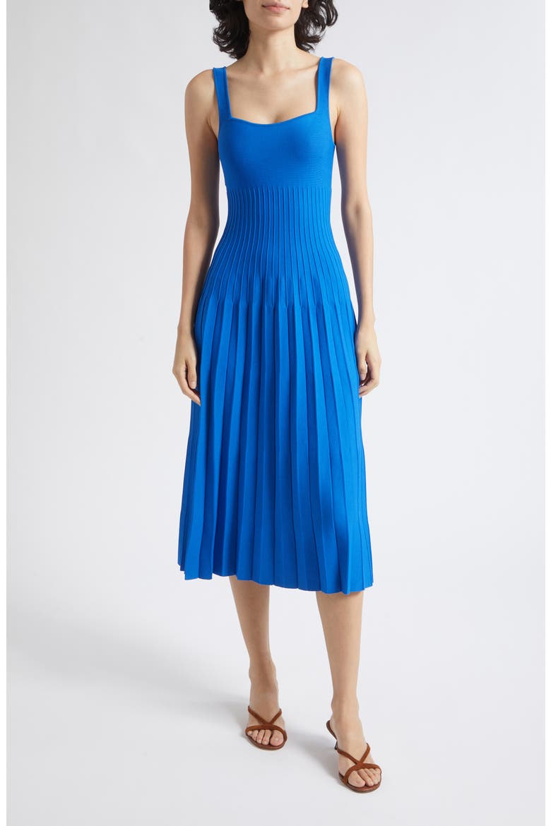 Ellison Pleated Midi Dress, Main, color, COBALT
