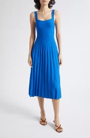 STAUD Ellison Pleated Midi Dress