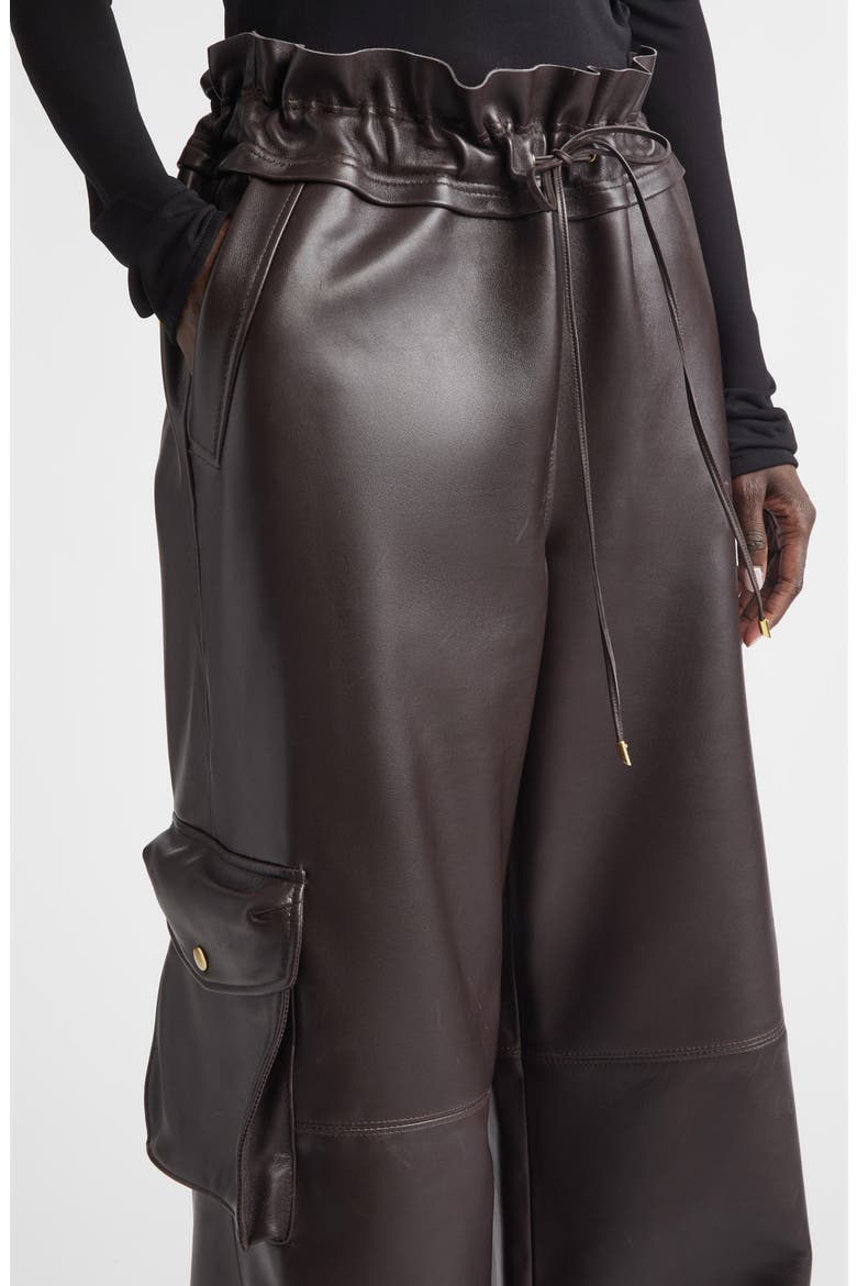 Utility Wide Leg Leather Pants, Alternate, color, CHOCOLATE