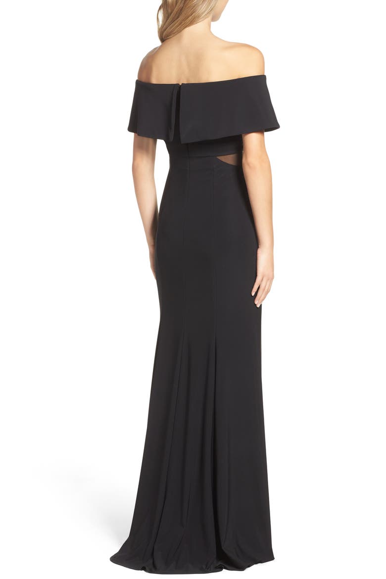 Xscape Jersey Popover Gown, Alternate, color, BLACK