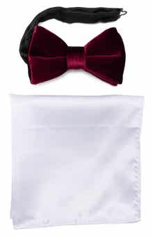 NORDSTROM RACK Velvet Bow Tie & Pocket Square Set