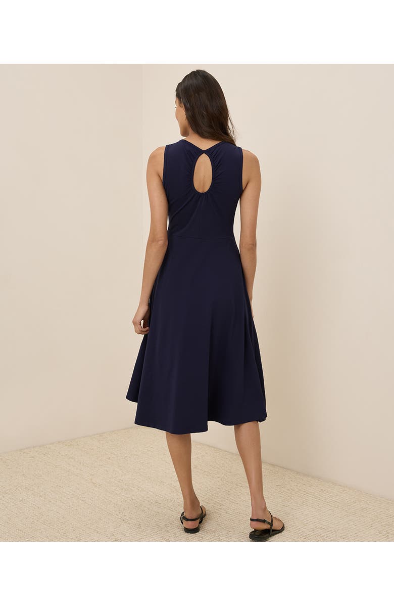 Pact Organic Cotton Fit & Flare Keyhole Back Dress, Alternate, color, Eclipse