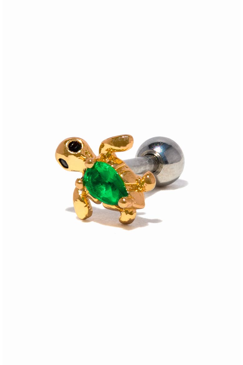 Tiny Turtle Piercing Style Single Stud Earring, Alternate, color, GOLD
