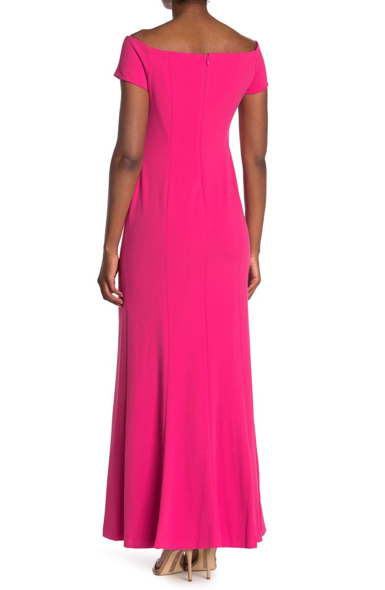 Calvin Klein Off the Shoulder Crepe Gown, Alternate, color,