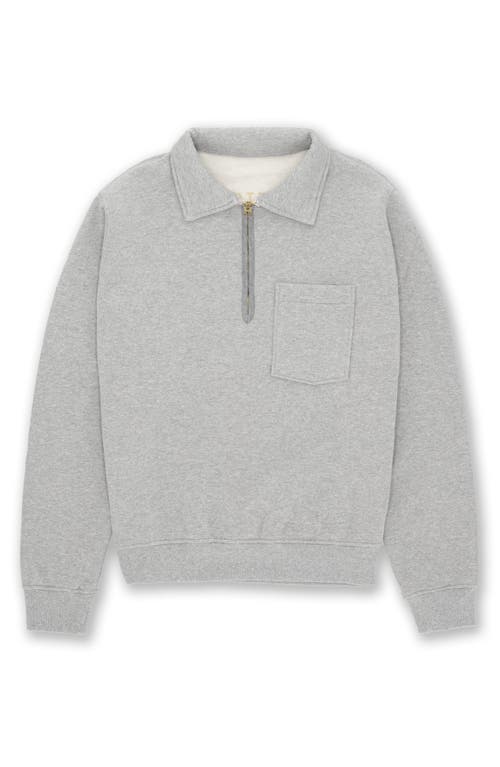 Fortela Yale Fleece Jersey Quarter Zip Collared Sweatshirt In Gray