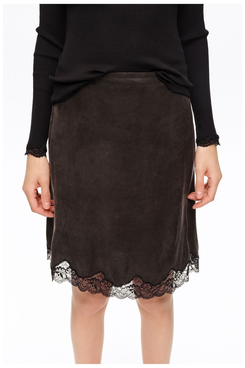 Lace Hem Mini Skirt, Alternate, color, WASHED BLACK