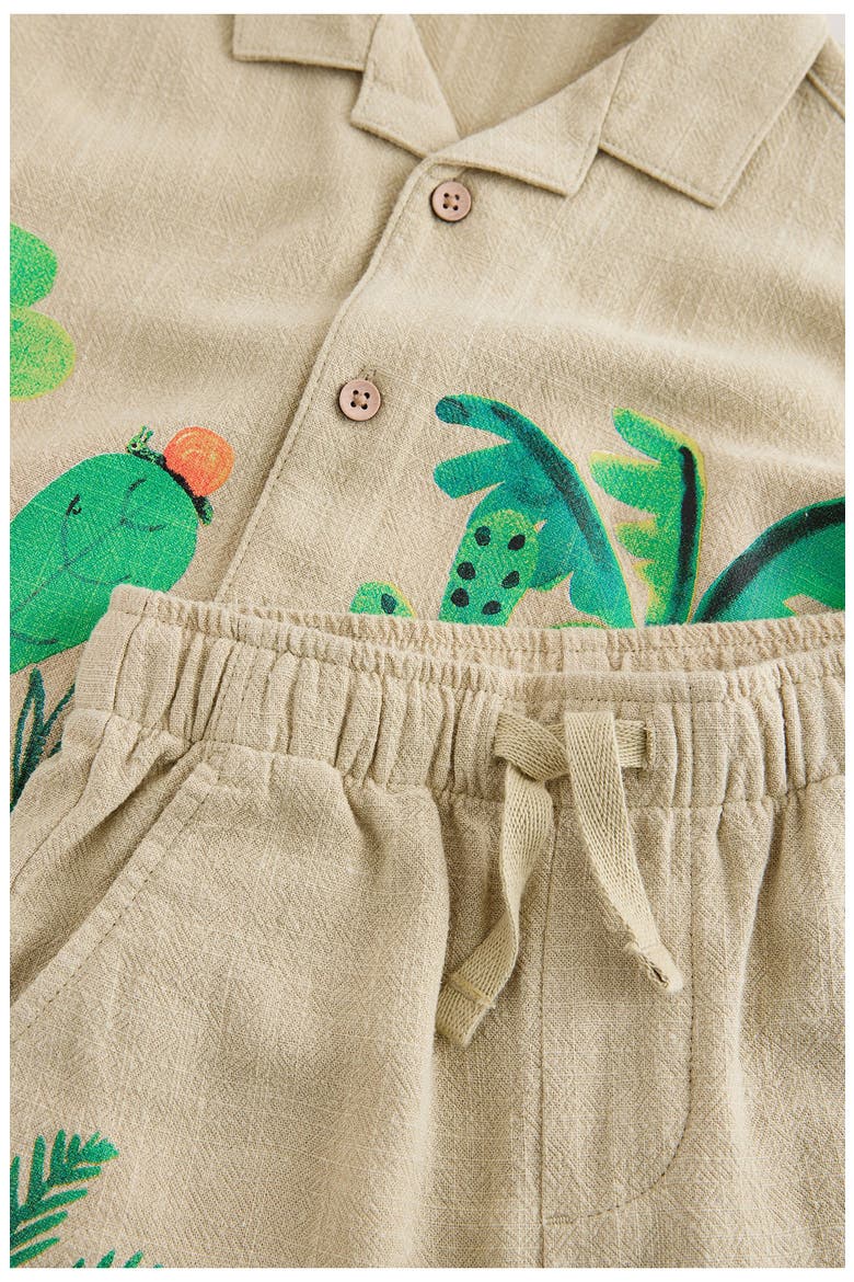 Kids' Jungle Print Camp Shirt & Shorts Set, Alternate, color, BEIGE PRINT