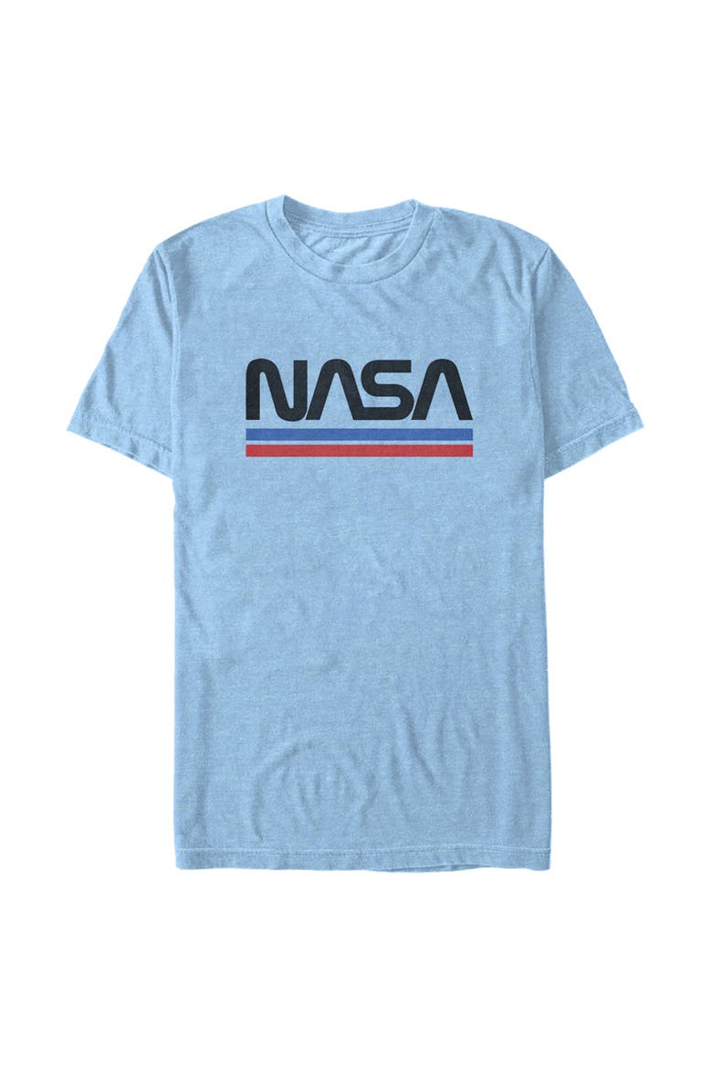 Men's NASA Stripe Minimal Logo Vintage  Graphic T-Shirt, Main, color, Light Blue Heather