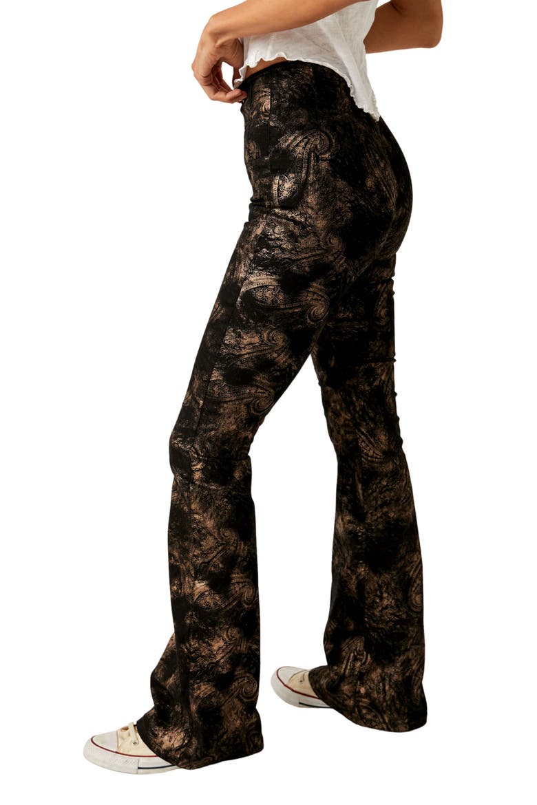 Jayde Metallic Paisley Jeans, Alternate, color, BLACK TIE