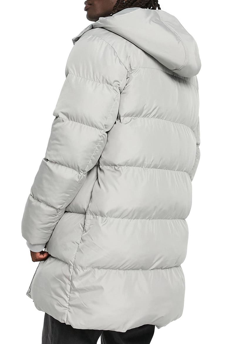 Quilted Longline Puffer Jacket, Alternate, color, GREY