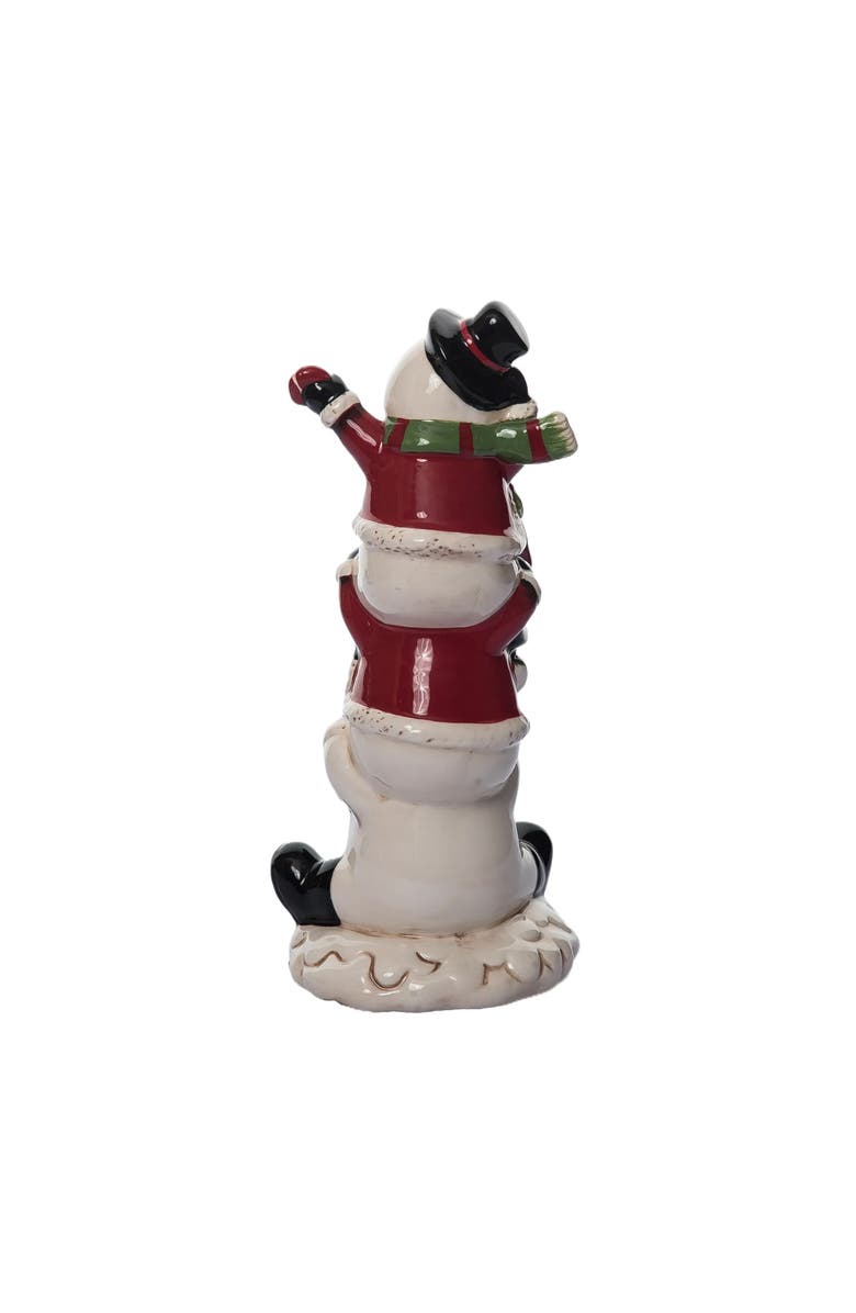 Transpac Dolomite Light Up Stacked Snowmen Decor with Music for Christmas, Alternate, color, Multicolored