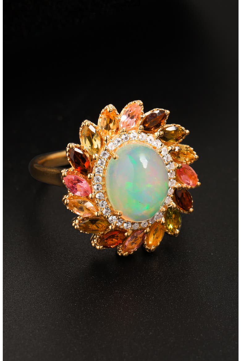 Ethiopian Opal Oval Halo Ring, Alternate, color, OPAL MULTI
