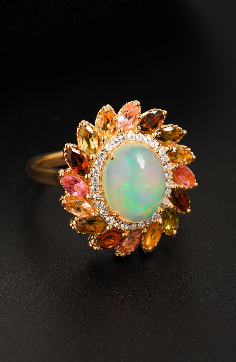 YS GEMS Ethiopian Opal Oval Halo Ring, Alternate, color, Opal Multi