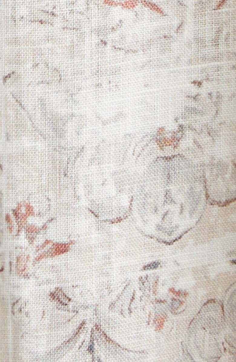 Eleventy Val Floral Linen Midi Shirtdress, Alternate, color, Ivory/ Raspberry