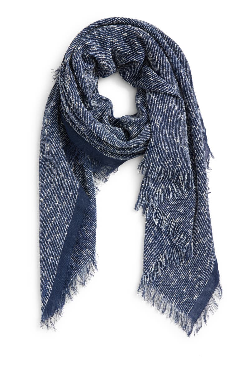 TOTEME Bouclé Fringe Scarf, Alternate, color, Azure/ White