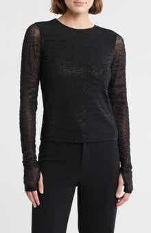 Alice + Olivia Delaina Embellished Mesh Top
