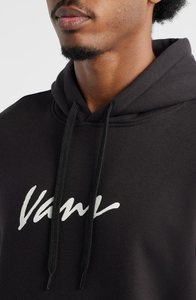 Vans Scripted Logo Fleece Pullover Hoodie, Alternate, color, Black