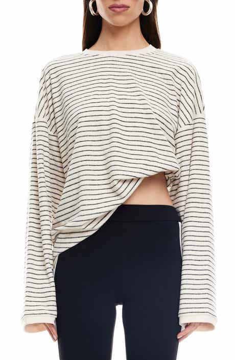 LIONESS Bry Stripe Oversize Velour Top